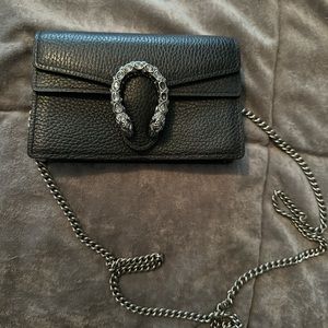 Gucci black leather dionysus super mini bag